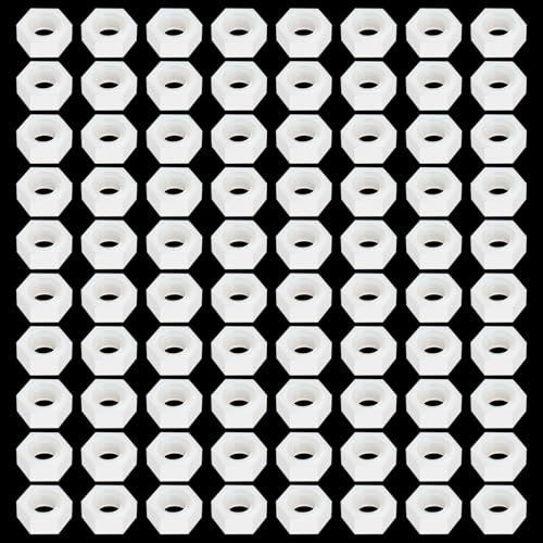 Lyeteung 80 Stücke M5 Sechskant Vollmuttern Metrische, Nylon Sechskantmuttern, Kunststoff Sechskant Mutter, weiß