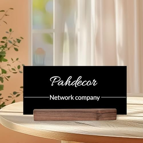 Pahdecor Personalisiertes, schwarzes Acryl-Namensschild, beleuchtetes Schreibtisch-Namensschild, gravierte Namensschilder für Schreibtisch und Türschilder, Bürodekoration, Namensschild, neuer Job,