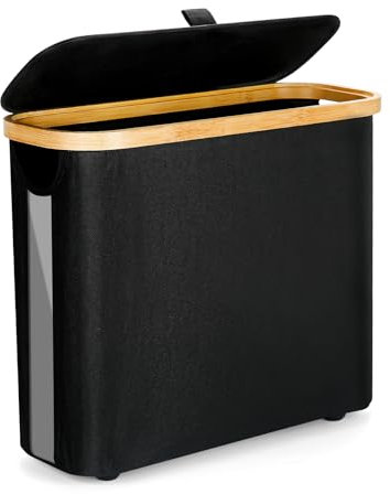 26L Toilettenpapier Aufbewahrung,Klopapier Aufbewahrung für 12 Rollen,Bambus, Wasserdicht,Faltbar,Klorollenaufbewahrung Perfekt für Aufbewahrung Badezimmer,Kleiderschrank(Schwarz)