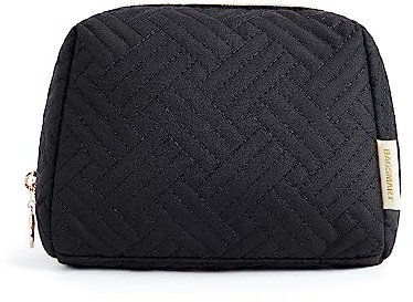 BAGSMART Kleine Make-up Tasche Kosmetiktasche,kleine Reisetasche mit Reißverschluss,Wasserfeste Kosmetiktasche,Make-up Organisationstasche für Frauen,Schwarz