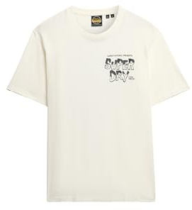 Superdry Herren Locker geschnittenes T-Shirt mit B-Movie-Grafik Wollweiß L
