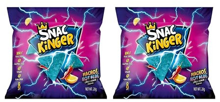 2x Snac Kinger Nachos Hot Blue | 95g | Würzige & knusprige blaue Nacho-Chips | Feuriger Snack für unterwegs & Partys