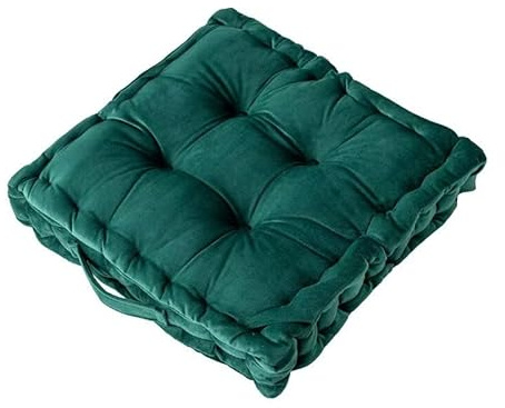 2er Set Bodenkissen Sitzkissen 38x38 cm Dickes Matratzenkissen 10cm 100% Baumwolle Stuhlkissen Indoor, Outdoor Sitzkissen Boden Tragegriff extra Dicke Sitzauflagen Leinen - Mila