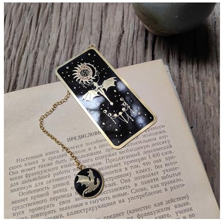 Famweylami ‌Metall Lindwurm Lesezeichen - Fantasy Buchzeichen für Bücherfans, Dark Academia Geschenk Halloween, Drachen-Flügel Design