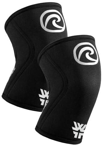 Rehband x World Fitness Project Kniebandage Kraftsport, Kniestütze für Cross Fit & schweres Training, Knee Sleeve aus 5 mm Neopren, WFP-Edition, Unisex
