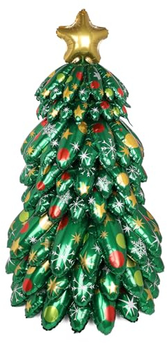 Albero di Natale Gonfiabile, 130cm Palloncini per le Feste Decorazione Esterni Palloncini in Foil Natalizi per Feste Natale Patio Prato Giardino Decorazione la Casa Accessorio Fotografico