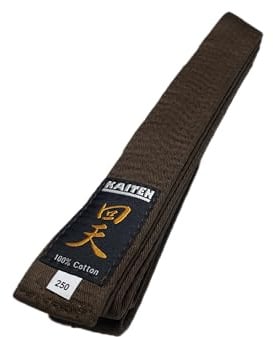 KAITEN Ceinture de karaté marron (coton) - 4 cm de large, longueur 230 à 350 cm - Sangle de karaté