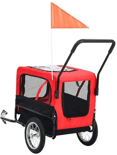 2-in-1 Haustier-Fahrradanhänger und Jogging-Kinderwagen, Fahrrad Lastenanhänger mit Schnellem Umbau, Robuster Stahlrahmen, Oxford-Gewebe, Netzfenster