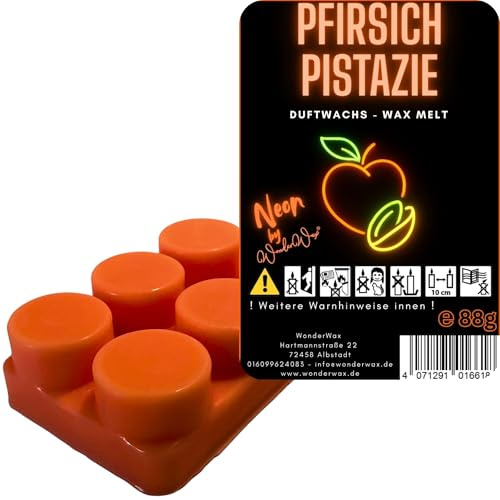 WonderWax Neon Duftriegel 6 x Duftwachs Kreise Wachsmelt Duftwachs Raumduft für Duftlampen Soja Wachs Melts Duftmelt Aroma Wellnes Kerzen Wärmer Wax Tarts Pfirsich & Pistaziencreme