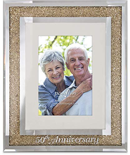 Pavilion Gift Company 85115 Glorious Anlässe – 50th Anniversary Gold Kristall verspiegelt Bilderrahmen, 4 x 6,