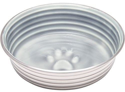 Loving Pets Le Bol Glazed Interior Stainless Steel Dog Bowl Non-Slip Dishwasher Safe Durable Pet Dish - Parisian Grey - Small (500 ml)