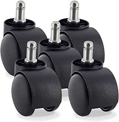 Outwater's Office Chair Replacement Caster Wheels (Set of 5 Nylon Material with Universal Stem/Grip Neck Stem 7/16' X 7/8th)