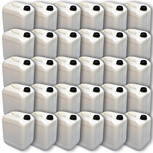 Lot de 30 bidons plastique 10 L blanc HDPE ouverture DIN 45 alimentaire (30x22116)