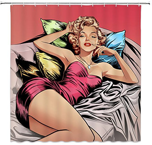 Feierman Marilyn Monroe Duschvorhang Dekor Sexy Filme Göttin Badezimmer Vorhang Dekor Maschinenwaschbar Wasserdicht mit Haken