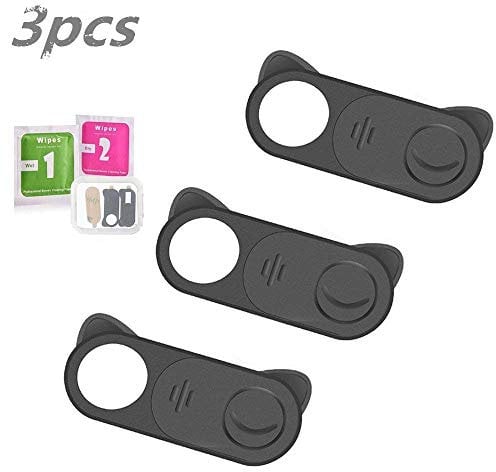 Webcam Cover Web Camera Cover 0.024inch Ultra Thin for Laptop, Desktop, PC, Computer, Smartphone, Protect Your Privacy and Security, Strong Adhensive (3 Packs, Black)