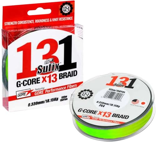 Sufix 131 Braid 150m Neon Chartreuse 0,104mm 5,4kg Geflochtene Angelschnur