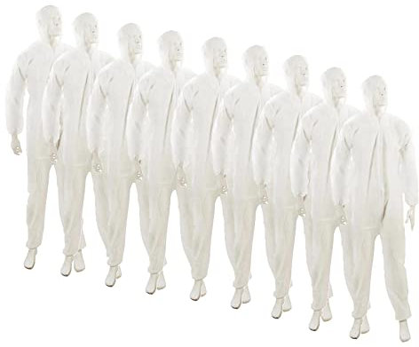 Dapetz ® 20Pcs Disposable Boiler Paper Suit Overalls Coveralls Men's Workwear, Painting Overalls, Work Overalls, Women Workwear, White Hazmat Boiler Suit, Non-Hazardous - XL 136cm 54