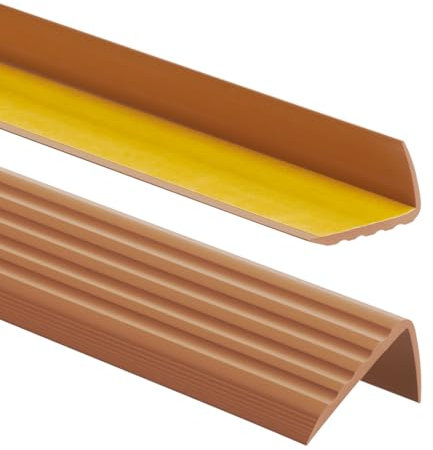ProfiPVC Perfil de PVC autoadhesivo de borde para escaleras 41mm x 25mm en Forma de L, Tiras antideslizantes para peldaños, Esquina para cantos - Cantonera Protector, 200cm, Ámbar
