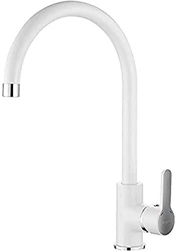 Ibergrif, M14122w, Grifo de Cocina con Caño de Confort, Mezclador Monomando para Fregadero, Blanco