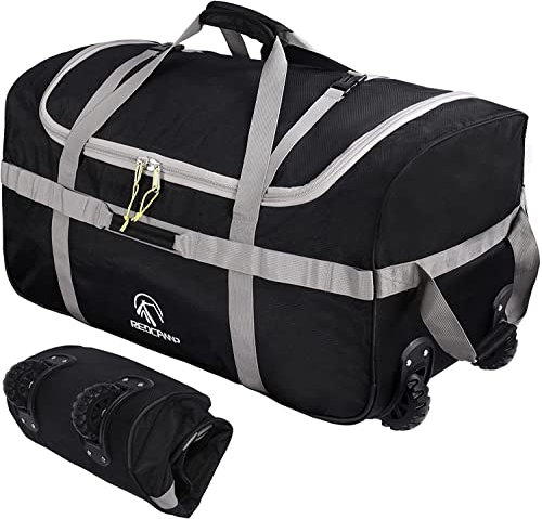 REDCAMP Extra große Reisetasche mit Rollen, 120 l, faltbar, schwarz