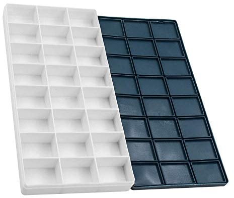 24 Paint Palette Plastic Paint Holder Watercolor Paint Storage Travel Palette with Rubber Lid for Artists Students Kids (1, blue)