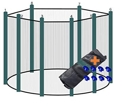 walexo Trampolin Sicherheitsnetz für 8 Stangensysteme Größen (427 cm Ø, Schwarz/Grün)