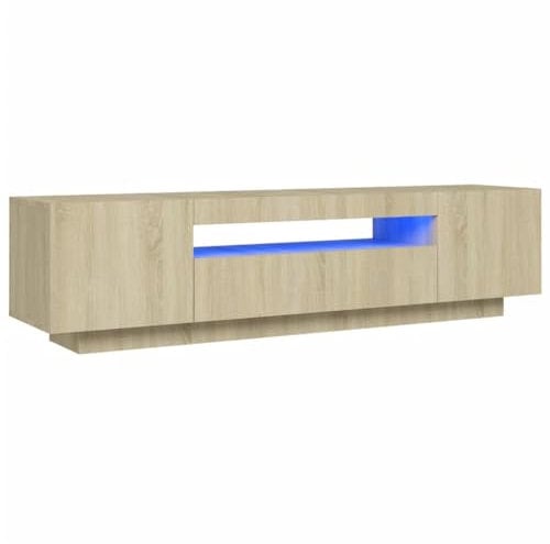 vidaXL TV Schrank mit LED-Leuchten Lowboard Sideboard Fernsehschrank Fernsehtisch TV Möbel Tisch Board HiFi-Schrank Sonoma-Eiche 160x35x40cm