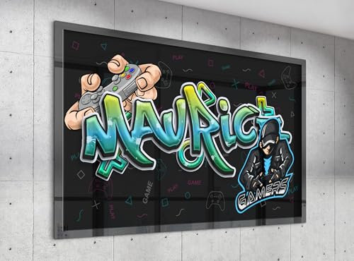 timalo Cooles Poster Gamer mit Namen Gaming Bild für Teenager Jungs und Mädchen Zimmer Graffiti Wandbild personalisiert poster1-Motiv11-B42xH30cm
