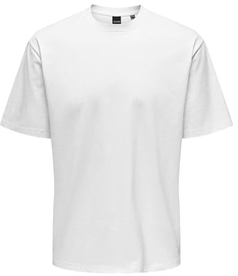 ONLY & SONS Herren Rundhals T-Shirt ONSFRED - Relaxed Fit S-XXL Schwarz Weiss, Größe:M, Farbe:Bright White 22022532