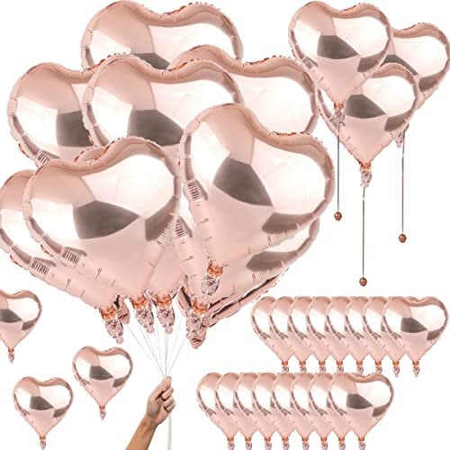 Hochzeit Herz Rosegold Heliumballons, Herz Folienballon, Herz Helium Luftballons, 18 Zoll Herzballons Folienballons, Hochzeit Folienluftballon, Geeignet für Party, Geburtstag,Valentinstag,25 Stück