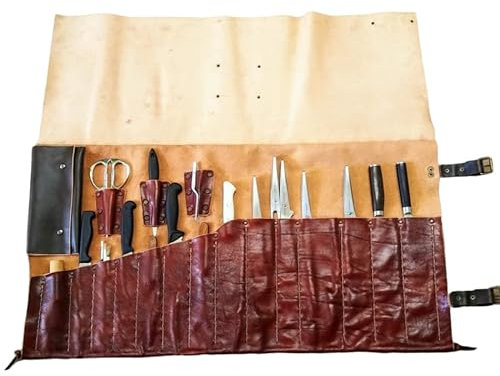 Borsa da Chef porta coltelli per cuoco in vera pelle borsa da lavoro per chef fatta a mano cuoio made in italy
