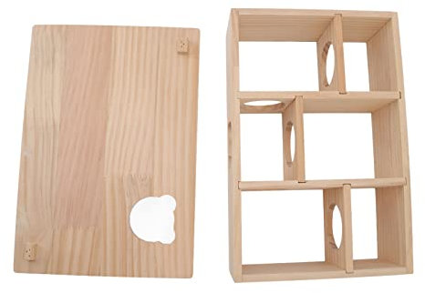 Labyrinthe de Maison de Hamster Multi-Chambres, Maison de Hamster en Bois Labyrinthe Multi-Chambres Tunnels de Hamster Accessoires de Hamster pour Jouets de Souris gerbilles