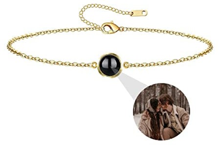 Liskanap Personalisierte Foto Armband mit Bild Projektion Armband im Stein 925 Sterling Silber liebe dich Armband 100 Sprachen für Damen Kreis kugel Denkmal der Liebe Schmuckgeschenk