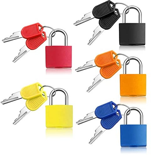 Suitcase Locks with Keys, 5pcs Colored Small Suitcase Luggage Padlocks with Keys Metal Travel Padlocks for Luggage Lock Backpack Gym Locker Laptop Bag Multicolor