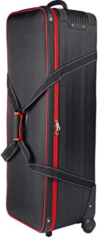 BOLLUMA Fotostudio-Ausrüstung, Trolley-Tragetasche, gepolstert, mit Rädern, tragbar, für Stativ-Lichtständer, Stroboskop, Blitz, Videofotografie-Zubehör, rot, 107.5x37x35cm, Einfacher Stil