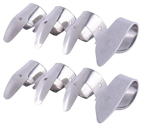 KVSERT 6 Metallfinger + 2 Daumenplektren für Gitarre Dobro Banjo usw.