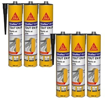 Lot de 6 mastics colles multi-usages SIKA Sikaflex 11 FC Purform - Noir - 300ml
