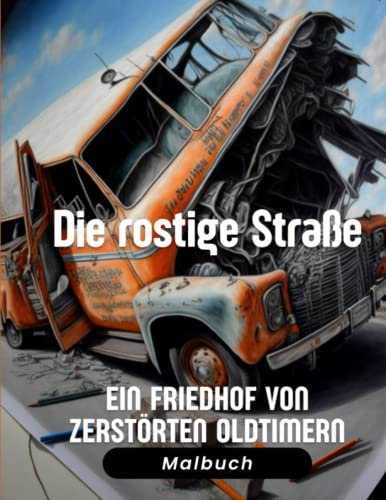 Die rostige Straße - Ein Friedhof von zerstörten Oldtimern - Malbuch