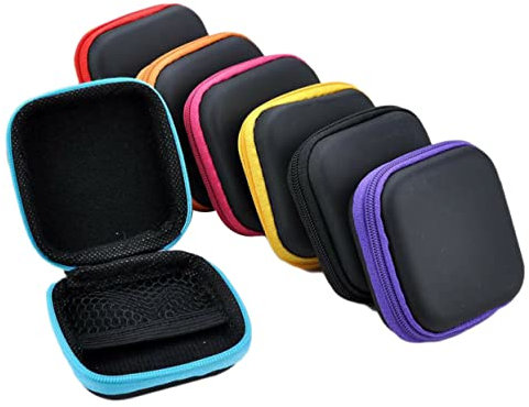 Mikikit Small Pouch Storage Case for Headphone Earphone Earbud Case Pouch Storage Bags Earbud Earphone Carrying Ear Case Earbuds Small Bag Travel Orange