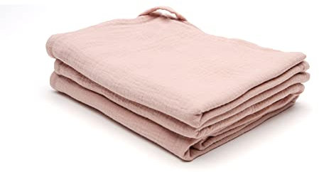 von Herzen Musselin Geschirrtücher Geschirrhandtuch mit Aufhänger | 100% Baumwolle | 2er Set hochwertige Küchenhandtücher | ca. 50 x 70 cm | handgenäht (Blush)