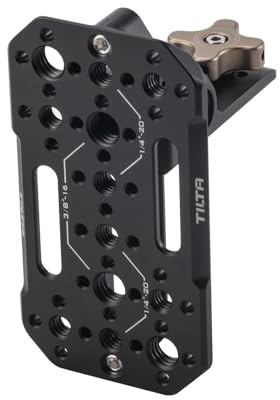 Tilta Aluminum Adjustable Accessory Mounting Plate for DSLR Cameras | Built-in NATO Rail | Rotating Design | 1/4-20 and 3/8-16 Threads | Black | TA-AMP-B