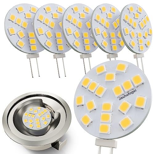 G4 LED 12V ac/12-24V dc 2 Watt ersatz für 20W Halogen Glühbirne - G4 Mini LED Neutralweiß Rund - G4 Stiftsockel LED Lampen Birnen - G4 Einbaustrahler Einbauspot - G4 Stiftsockellampe 2W - 6er
