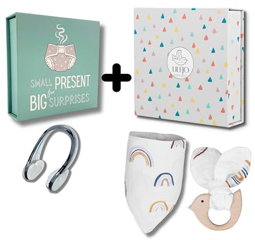 Nasenklammer zum Windeln wechseln - lustiges Geschenk zur Geburt - Baby Geschenk für Gender Reveal Party (Weiß)