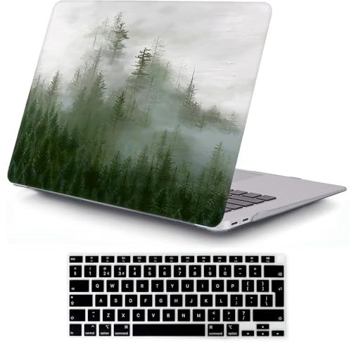 MOKASE Hülle Kompatibel mit MacBook Air 13,6 Zoll 2022 2024 2025 Freigabe M4 A3240 M3 A3113 M2 A2681 mit Flüssig-Retina-Display, Gummierter Kunststoff Hartschale & Tastatur-Abdeckung, Wood