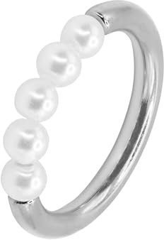 Heideman Ring Damen Enya aus Edelstahl silber farbend Damenring für Frauen mit Perle weiß