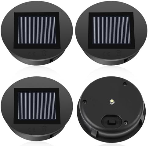 Glovios Solarleuchten Ersatzteile, Solar Ersatzdeckel 8cm mit LED Leuchtmitteln, 1.2V 600mAh, Solarlampen Ersatz für Solarlampen Laterne Deckel Garten, 4 Stück