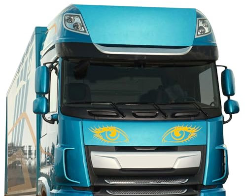 DualColorStampe Adesivi Compatibili con Scania Daf Iveco Man Camion accessori camion stickers OCCHI camion camper COD.0363 (Giallo 21)