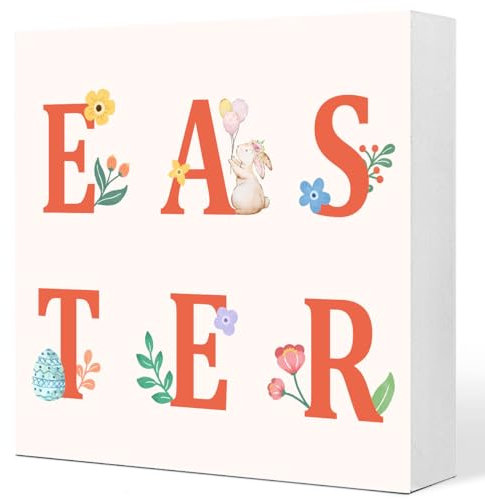 Oster-Holzblock-Schild, lustiges Oster-Holz-Schild, Schreibtischdekoration, Frohe Ostern, Holzschild für Bauernhaus, Haus, Garten, Regal, Ostern, Party, Tischdekoration, Oster-Themen-Geschenke