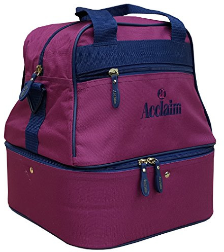 Acclaim Staple Mini Nylon Double Decker Four Bowls All Round Lawn Carpet Bowling Bag with Shoulder Strap New 2025 Model (Burgundy/Navy Blue)