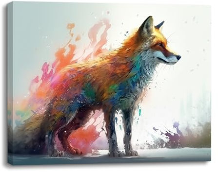 PIY PAINTING Impression sur Toile Renard, Peinture sur toile d’animaux, Tableau Decoration Murale, Art Mural sur Toile pour Salle de jeux Salon Décoration d'intérieur Encadrée Prêt à accrocher 40x30cm